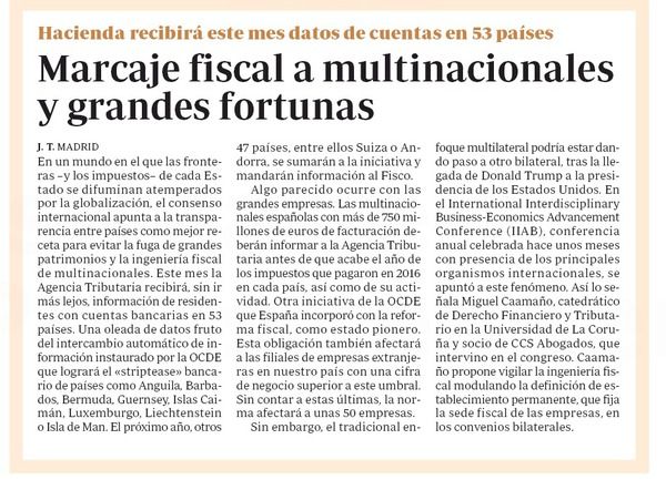 Marcaje fiscal a multinacionales y grandes fortunas