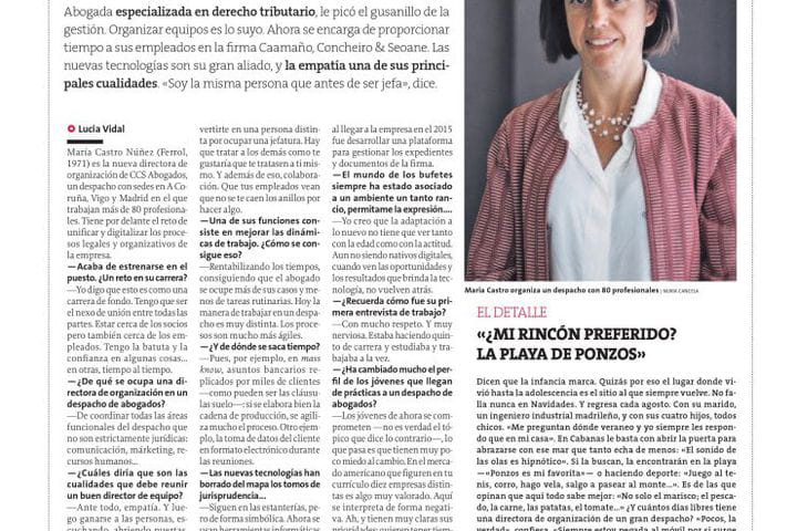 María Castro, Directora de Organización de CCS, entrevistada en La Voz de Galicia