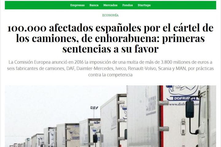 Primeras sentencias a favor de los afectados por el cártel de camiones